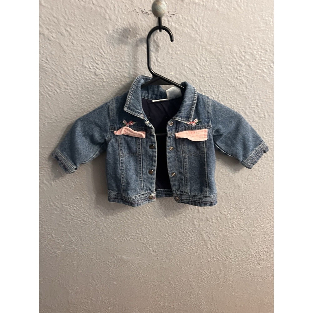 Embroidered Baby Girl Jean Jacket Bt Kid Size 12 Months Blue Denim Lined
